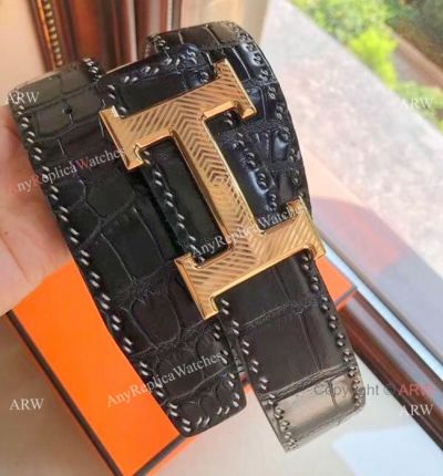 High Quality Replica Hermes Gold Buckle with Calf Belt 38mm